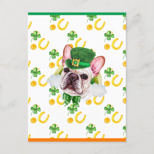 Französische Bulldogge Shamrock St. Patricks Tag Feiertagspostkarte