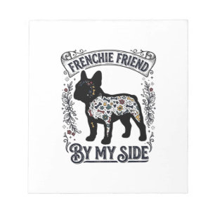 Französische Bulldogge Shirt Vintage Floral Hundel Notizblock