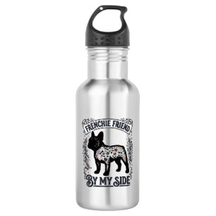 Französische Bulldogge Shirt Vintage Florales Hund Edelstahlflasche