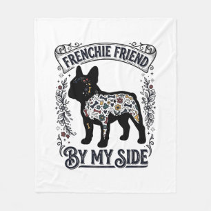 Französische Bulldogge Shirt Vintage Florales Hund Fleecedecke