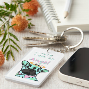 Französische Bulldogge Sicher Engel French Bulldog Schlüsselanhänger