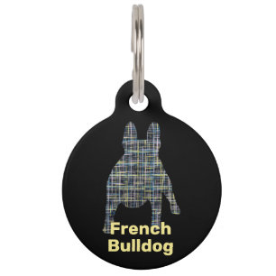Französische Bulldogge Silhouette Gitter Hund ID Haustiermarke