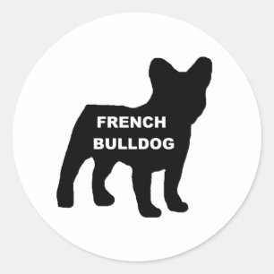 französische Bulldogge-Silhouette Runder Aufkleber
