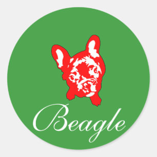 Französische Bulldogge sitzend Runder Aufkleber