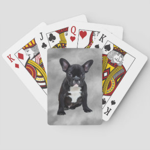 Französische Bulldogge sitzt Wasserfarbe Ölmalerei Spielkarten
