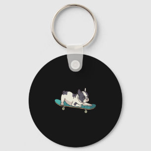 Französische Bulldogge Skateboard Hund Schlüsselanhänger