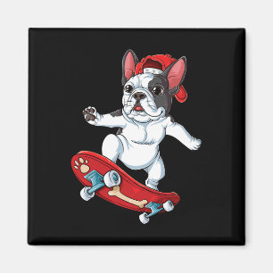Französische Bulldogge Skateboard Lustiger Hundebe Magnet
