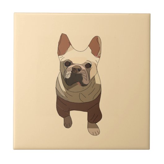 Französische Bulldogge, Soft Peach Fliese (Vorderseite)
