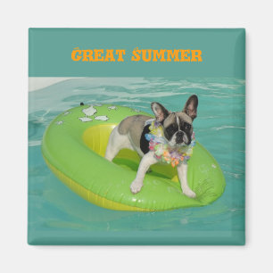 Französische Bulldogge Sommer French Bulldog Magnet