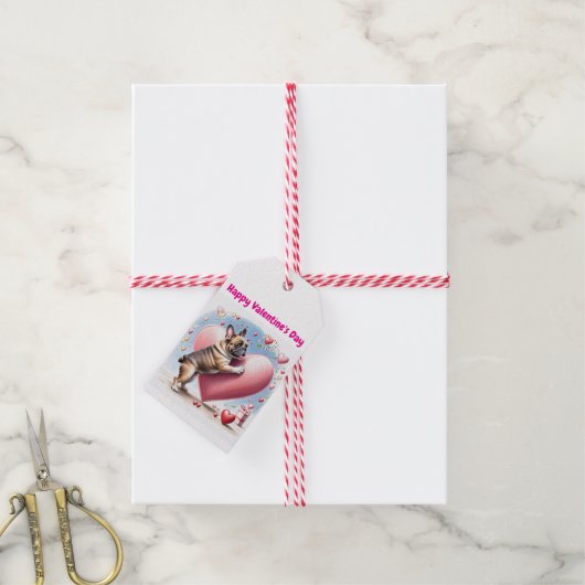 Französische Bulldogge Springt aus Herz Geschenkanhänger (Mit Garn)