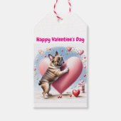 Französische Bulldogge springt Herz Valentinstags Geschenkanhänger (Vorderseite)