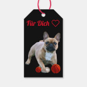 Französische Bulldogge Sprung French Bulldog Geschenkanhänger (Rückseite)