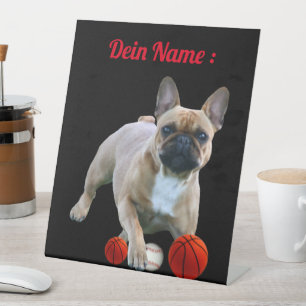 Französische Bulldogge Sprung French Bulldog Sockelschild