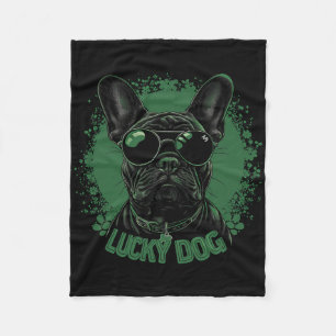 Französische Bulldogge - St. Patrick's Day Saint P Fleecedecke