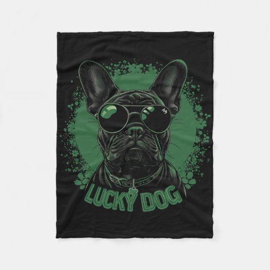 Französische Bulldogge - St. Patrick's Day Saint P Fleecedecke (Vorderseite)