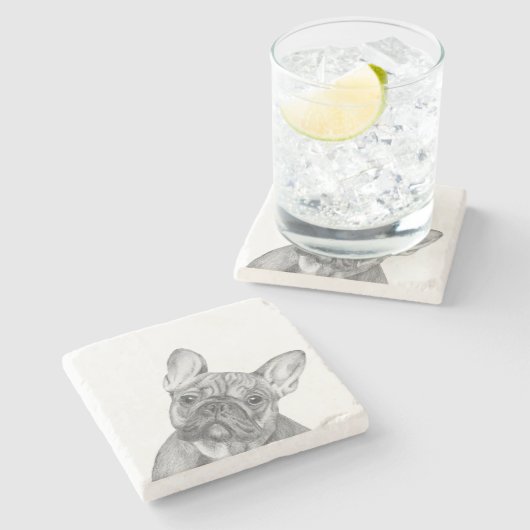 Französische Bulldogge Steinuntersetzer (Seitenansicht)