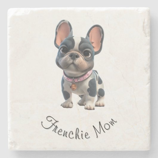 Französische Bulldogge Steinuntersetzer (Vorderseite)