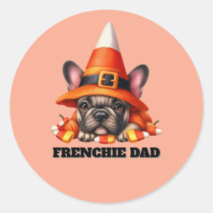 Französische Bulldogge Süße Halloween-Süßigkeiten- Runder Aufkleber
