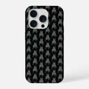 Französische Bulldogge Süße Hund Silhouette Gitter iPhone 15 Pro Hülle