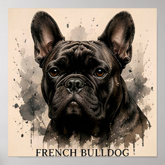 Französische Bulldogge Süßer Begleithund Porträt K Poster