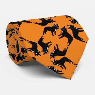 Französische Bulldogge sw auf orange Krawatte