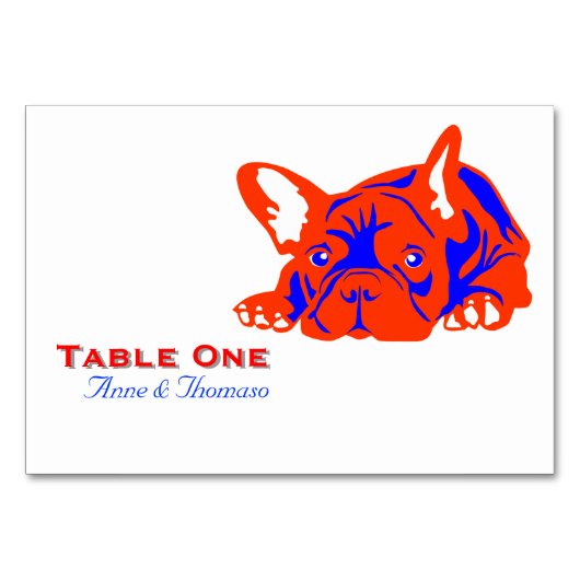 Französische Bulldogge Tablecard Tischnummer (Vorderseite)