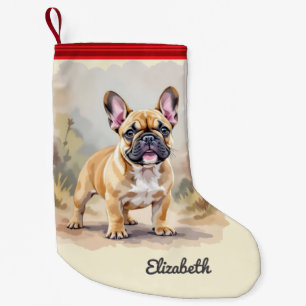 Französische Bulldogge Tan Fawn-farbene süße Frenc Kleiner Weihnachtsstrumpf