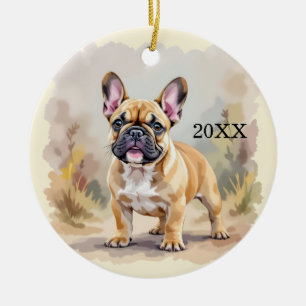 Französische Bulldogge Tan-Fawnfarbene Süße French Keramik Ornament