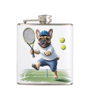 Französische Bulldogge Tennis Vatertag Bulldog Flachmann