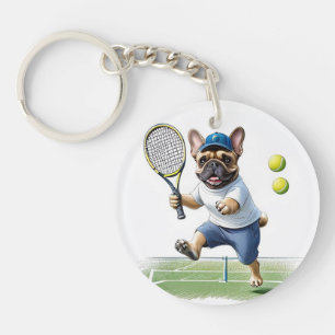 Französische Bulldogge Tennis Vatertag Bulldog Schlüsselanhänger