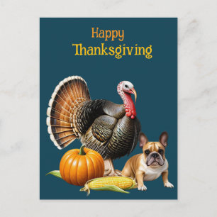 Französische Bulldogge Thanksgiving French Bulldog Feiertagspostkarte