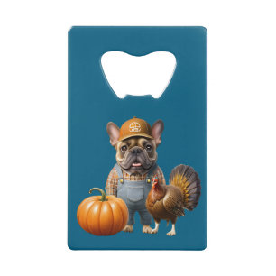 Französische Bulldogge Thanksgiving French Bulldog Geldbeutel Flaschenöffner