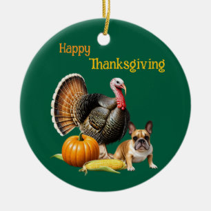 Französische Bulldogge Thanksgiving French Bulldog Keramik Ornament