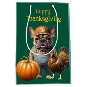 Französische Bulldogge Thanksgiving French Bulldog Mittlere Geschenktüte