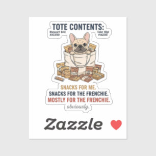 Französische Bulldogge Tote Inhalt Snacks Lustige  Aufkleber