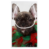 Französische Bulldogge tragender Weihnachtskragen Kleine Geschenktüte (Rückseite)