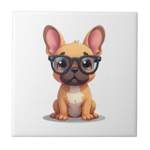 Französische Bulldogge trägt Brille Kopie Fliese