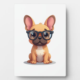 Französische Bulldogge trägt Brille Kopie Fotoplatte