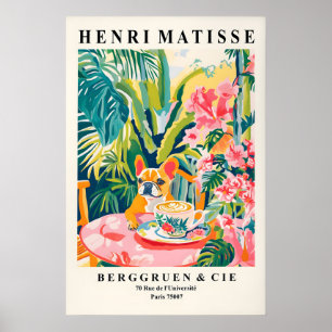 Französische Bulldogge trinkt Kaffee im Stil von M Poster