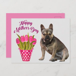 französische Bulldogge Tulpen French Bulldog Postkarte