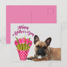 französische Bulldogge Tulpen French Bulldog Postkarte