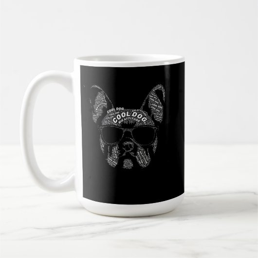 Französische Bulldogge Typografie Kaffeetasse (Links)
