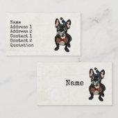 FRANZÖSISCHE BULLDOGGE u. BLAUE VOGEL Visitenkarte (Vorne/Hinten)