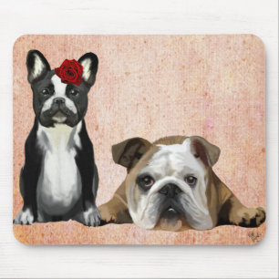 Französische Bulldogge und englische Bulldogge Mousepad