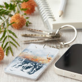 Französische Bulldogge und Landschaft verbinden ab Schlüsselanhänger (Vorderseite rechts)