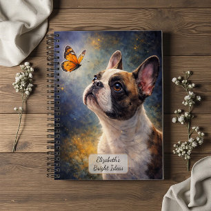 Französische Bulldogge und orangefarbener Schmette Notizblock