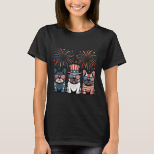 Französische Bulldogge USA Amerikanische Flagge Fe T-Shirt