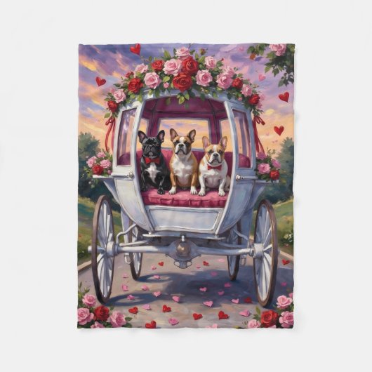 Französische Bulldogge Valentinstag  Fleecedecke (Vorderseite)