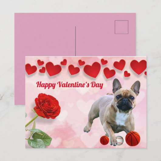 Französische Bulldogge Valentinstag French Bulldog Postkarte (Vorne/Hinten)