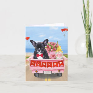 Französische Bulldogge Valentinstag-Lieferwagen Karte